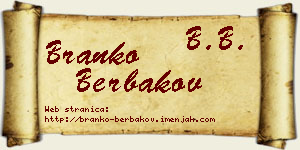 Branko Berbakov vizit kartica
